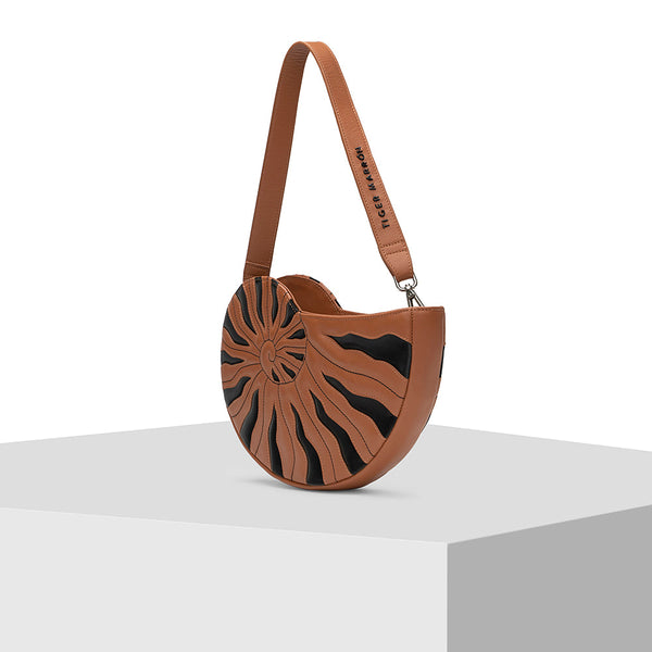 Brown and Black Leather Tote Bag Tiger Marrón 