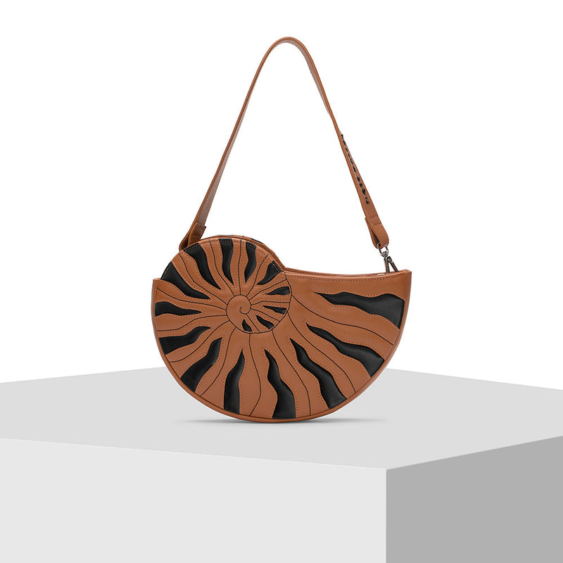 Brown and Black Leather Tote Bag - Tiger Marrón x Nitya Arora