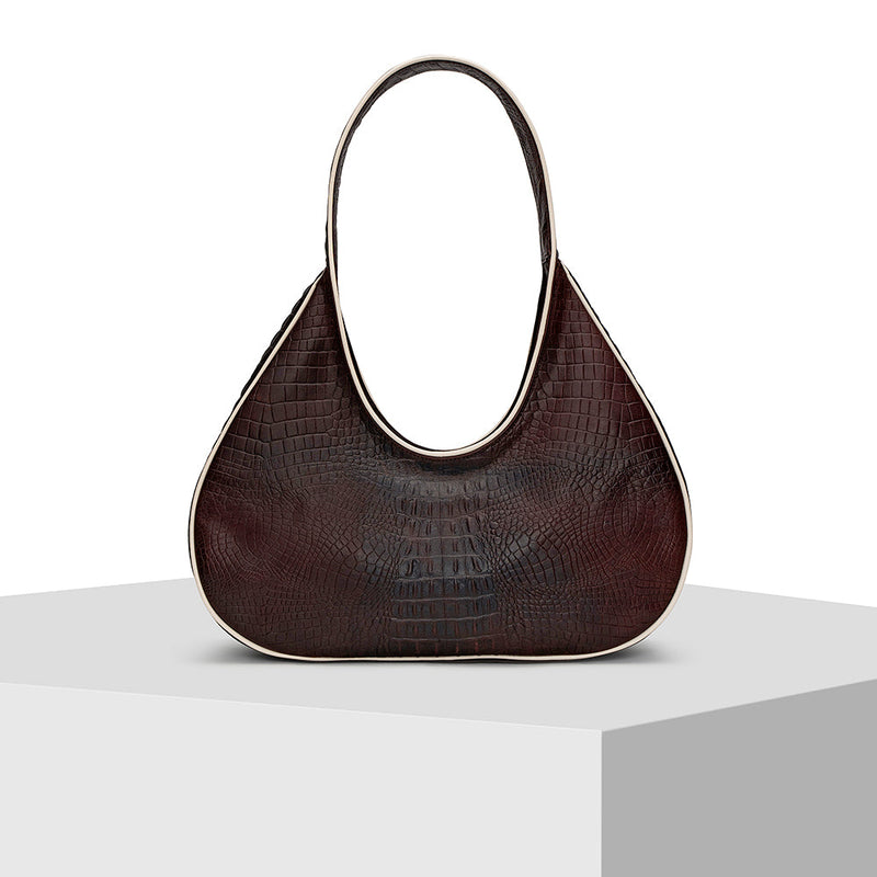 Dark Brown Leather Tote Bag Tiger Fish