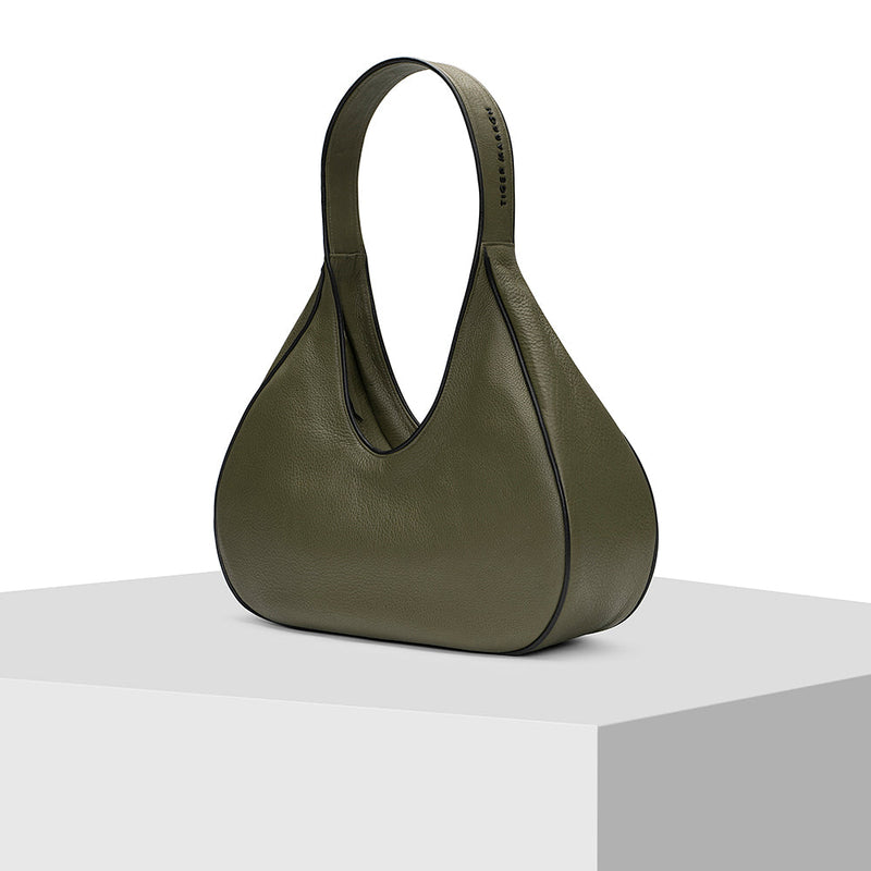 Olive Green Leather Tote Bag Tiger Fish