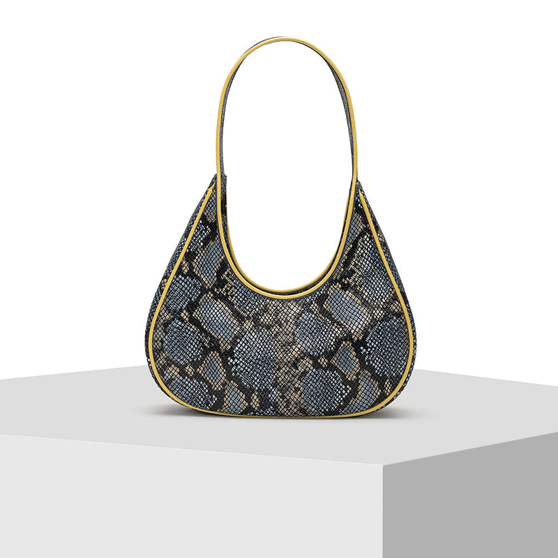 Blue Multi Leather Tote Bag - Tiger Marrón x Nitya Arora