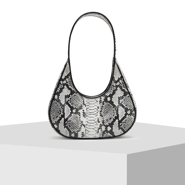 Black and White Leather Tote Bag Tiger Fish