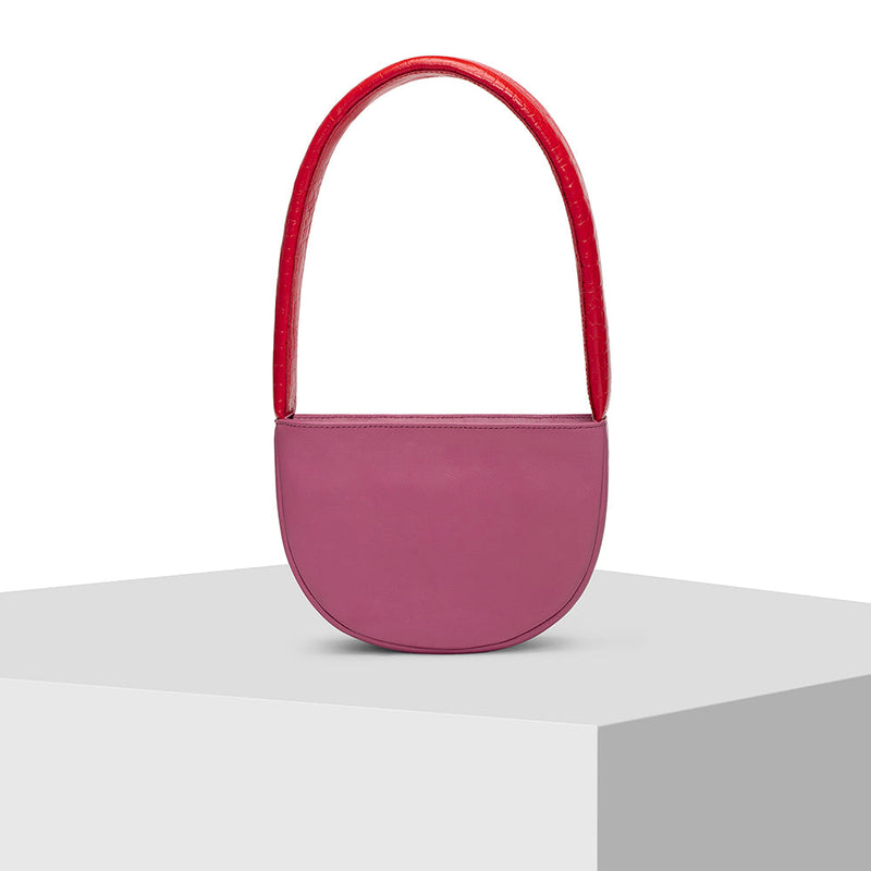 Pink and Red Leather Tote Bag Tiger Marrón x Nitya Arora