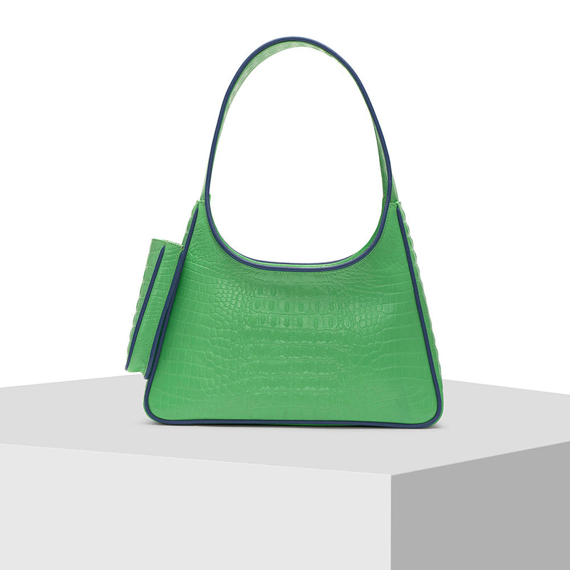 Light Green Leather Tote Bag Tiger Marrón x Nitya Arora