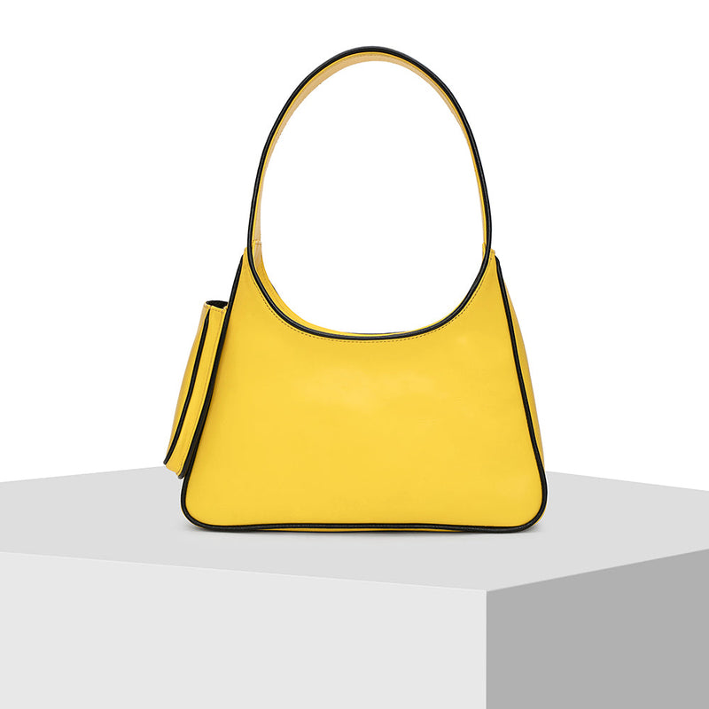 Yellow Leather Tote Bag Tiger Marrón x Nitya Arora