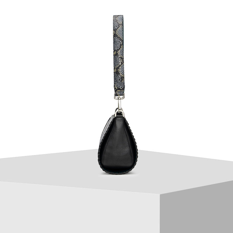 Black and Blue Leather Tote Bag Tiger Marrón x Nitya Arora