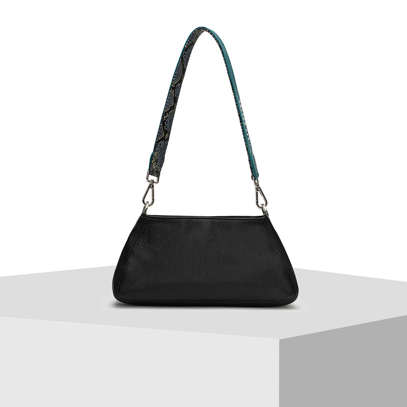 Black and Blue Leather Tote Bag Tiger Marrón x Nitya Arora