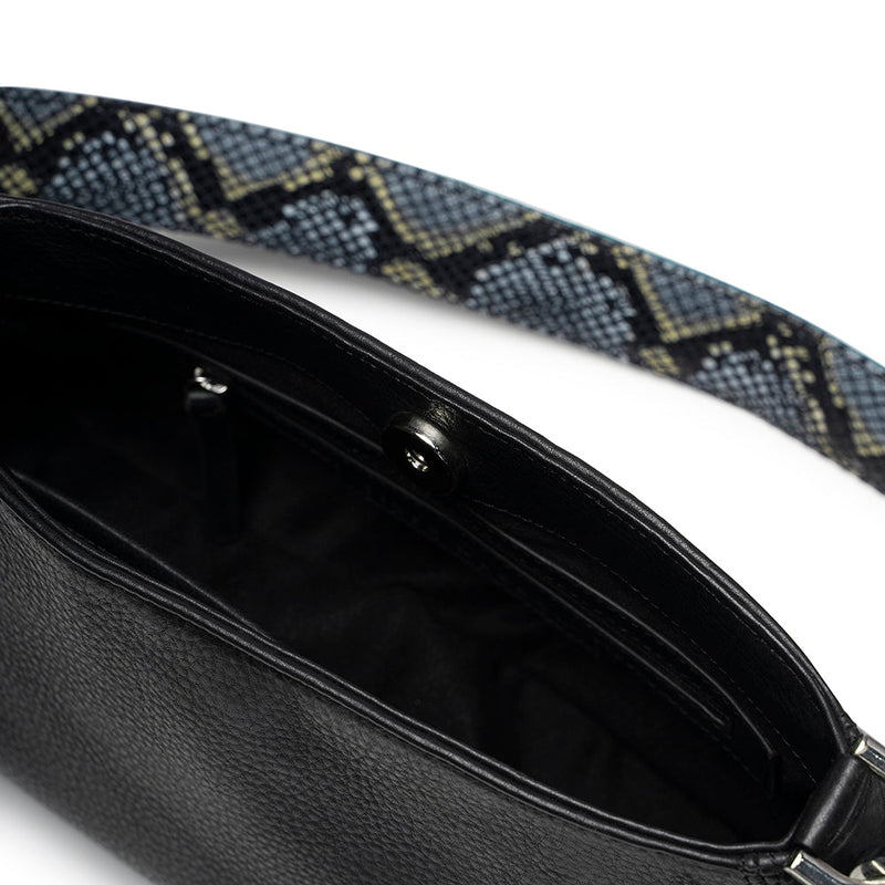 Black and Blue Leather Tote Bag Tiger Marrón x Nitya Arora