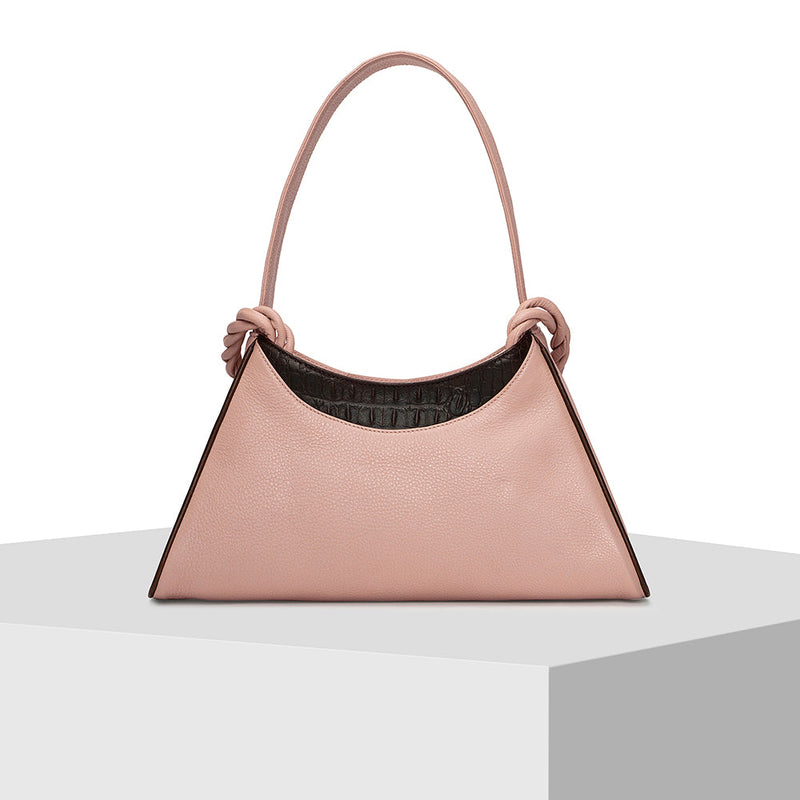 Pink and Brown Leather Tote Bag Tiger Marrón x Nitya Arora