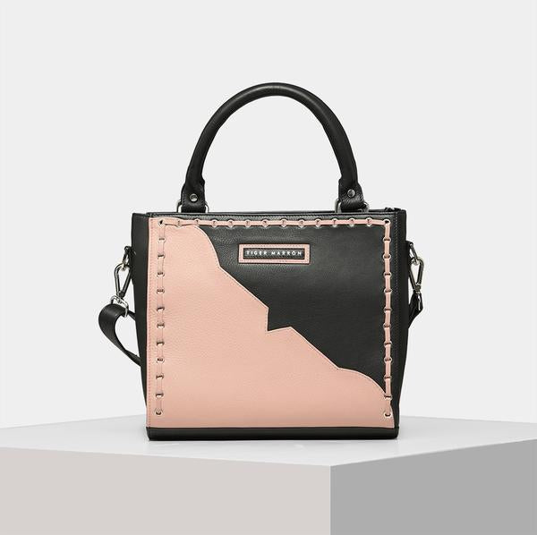 leather tote handbags for Women - Pink & Black