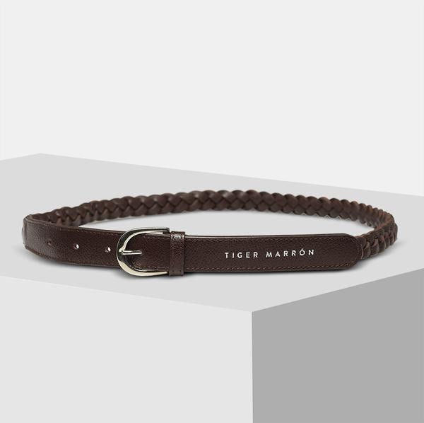 Brown braided belt for women