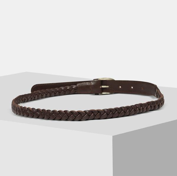 Brown designer braided belt for women