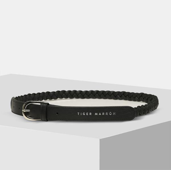 Black braided belt for women